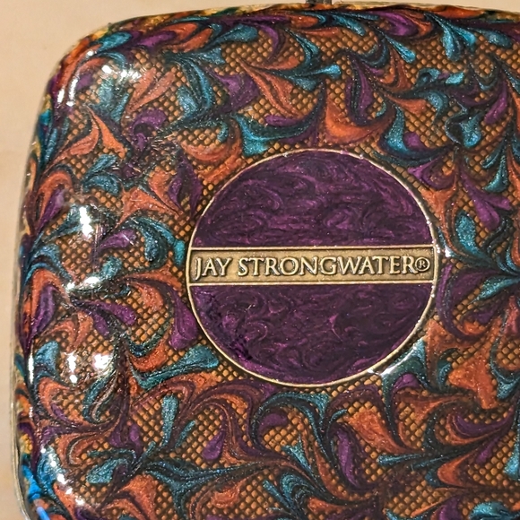 Jay Strongwater Gecko Leaf Swarovski Crystal Enamel Compact Mirror - Picture 2 of 3